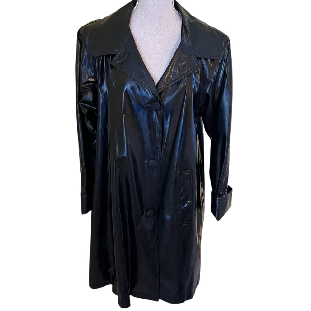 Daville Paris Vintage Black Shiny Raincoat 12